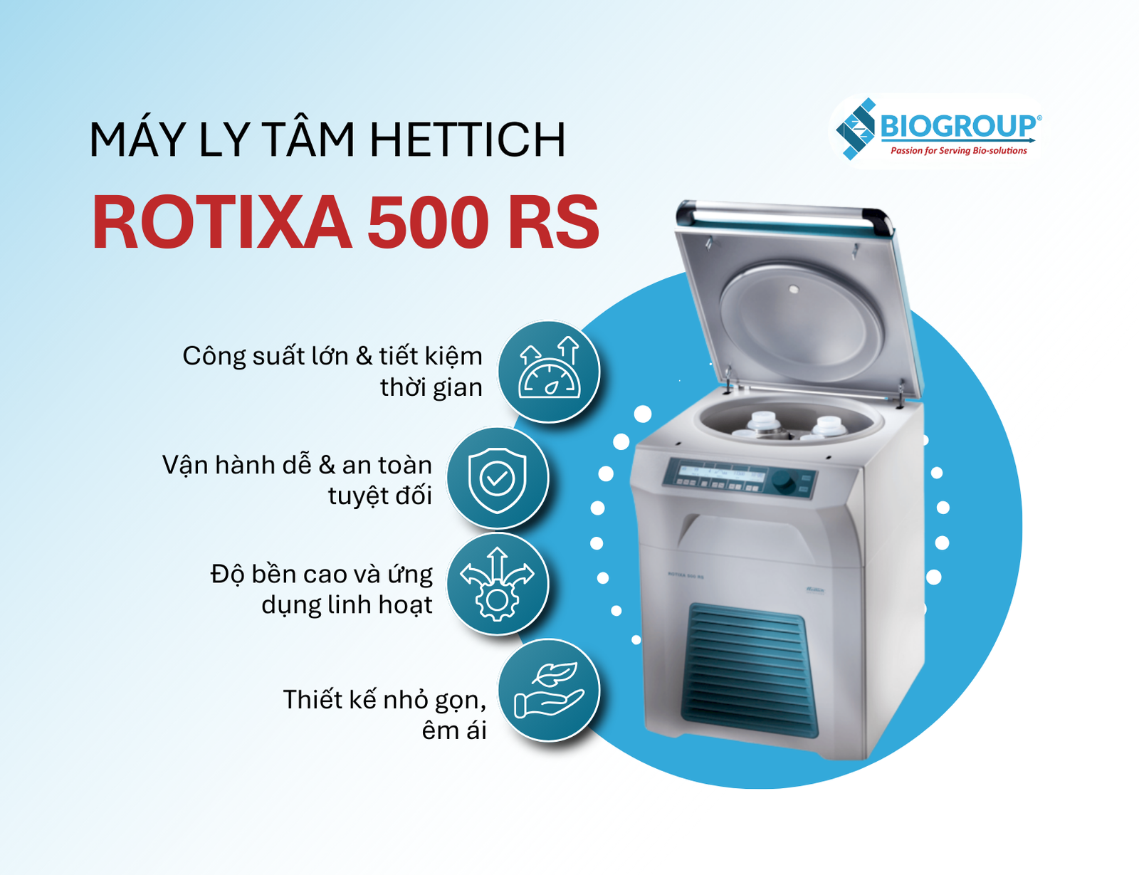 Máy ly tâm Hettich ROTIXA 500 RS cho ly tâm mẫu số lượng lớn